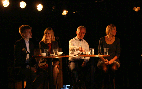Frå venstre: Stian Seland, styreleiar i LNU. Anne Lindboe, Barneombodet. Jan Tore Sanner (H) kommunalminister. Lillin Knudtzon, stipendiat ved NMBU. Foto: Anders Veberg