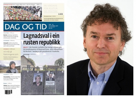 Foto: Per Anders Todal. Redaktør Svein Gjerdåker + faksimile av avisa Dag og Tid